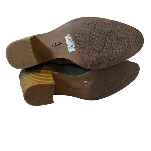 Clarks Gray Suede Heeled Ankle Boots Size 8 - Picture 6 of 7